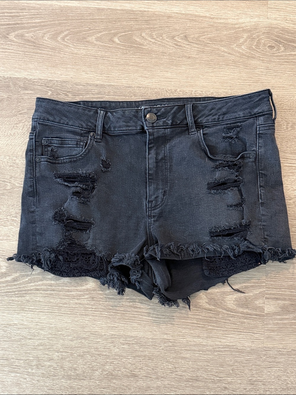Black Distressed Women's Denim Shorts